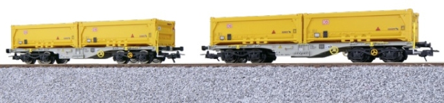 ESU 36603 - H0 - 2-tlg. Set Mulden-Containertragwagen, AAEC, Ep. VI - Set 4